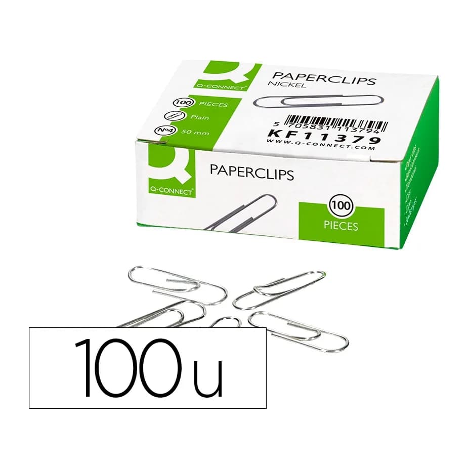 Q-connect Clips niquelados q-connect n 4 planos 50 mm caja de 100 unidades
