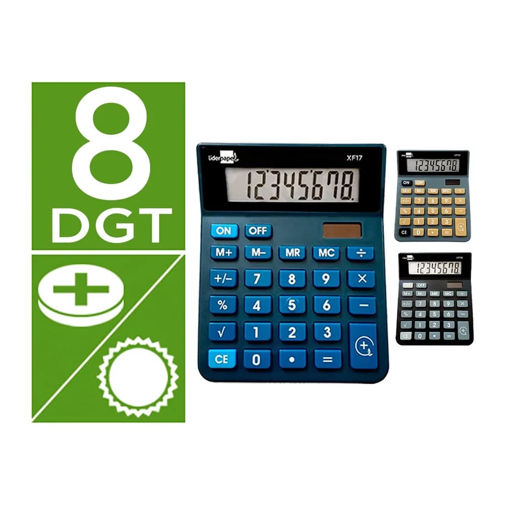 Liderpapel Calculadora liderpapel sobremesa xf19 8 digitos solar y pilas 127x105x24 mm expositor 10 unidades