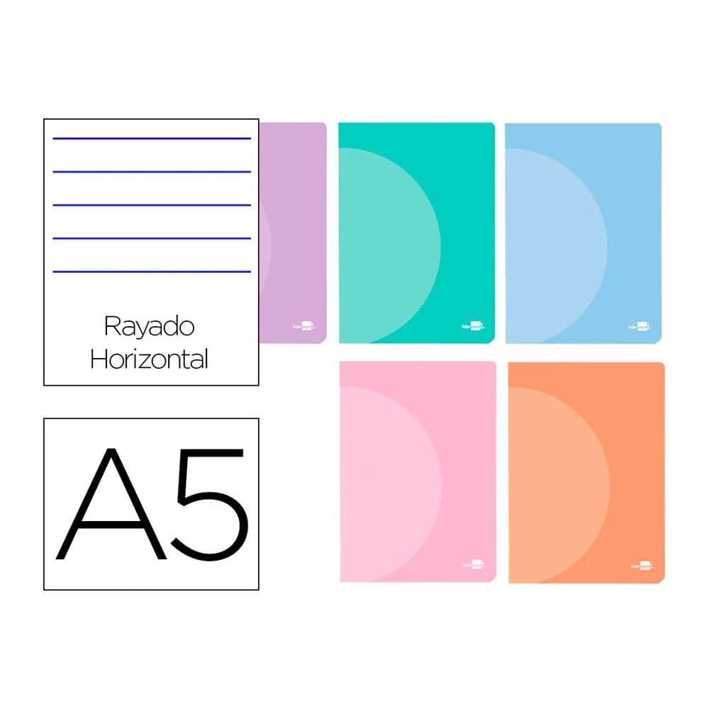 Liderpapel Libreta liderpapel 360 tapa de plastico a5 48 hojas 90gr horizontal con doble margen colores pastel