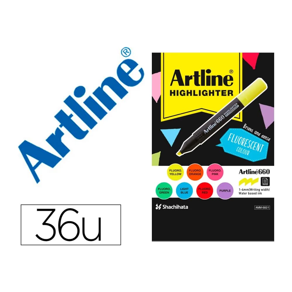 Artline Rotulador artline fluorescente ek-660 expositor de 36 unidades colores surtidos