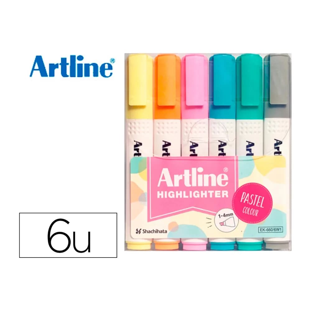 Artline Rotulador artline fluorescente ek-660 colores pastel bolsa de 6 unidades colores surtidos