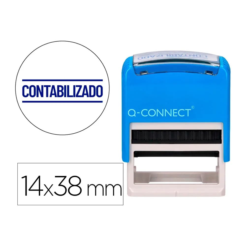 Q-connect Sello entintado automatico q-connect contabilizado almohadilla 14x38 mm color azul