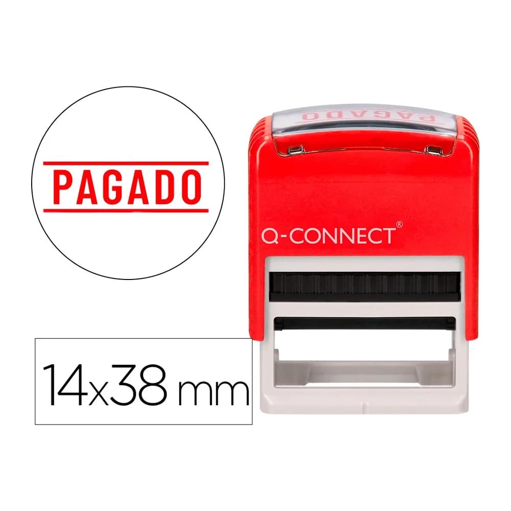 Q-connect Sello entintado automatico q-connect pagado almohadilla 14x38 mm color rojo