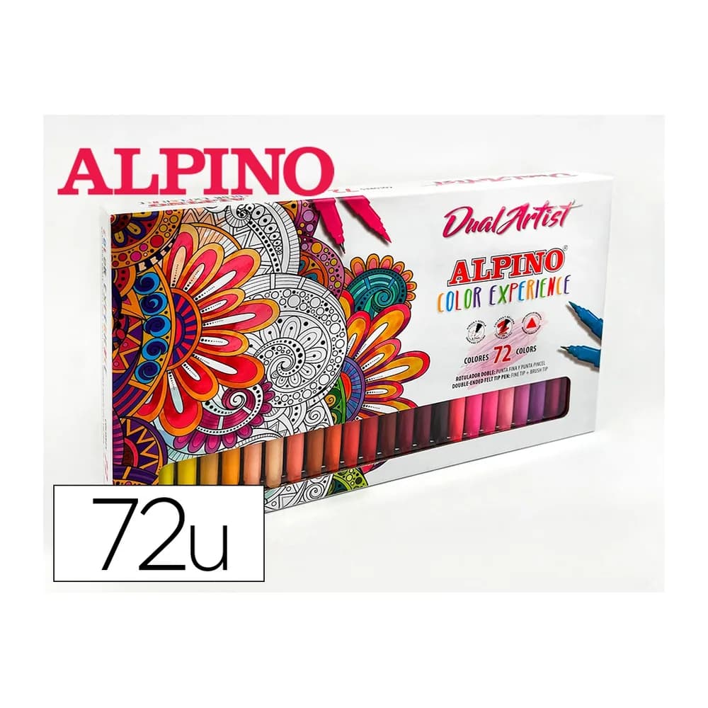 Alpino Rotulador alpino dual artist doble punta color experience estuche de 72 unidades colores surtidos