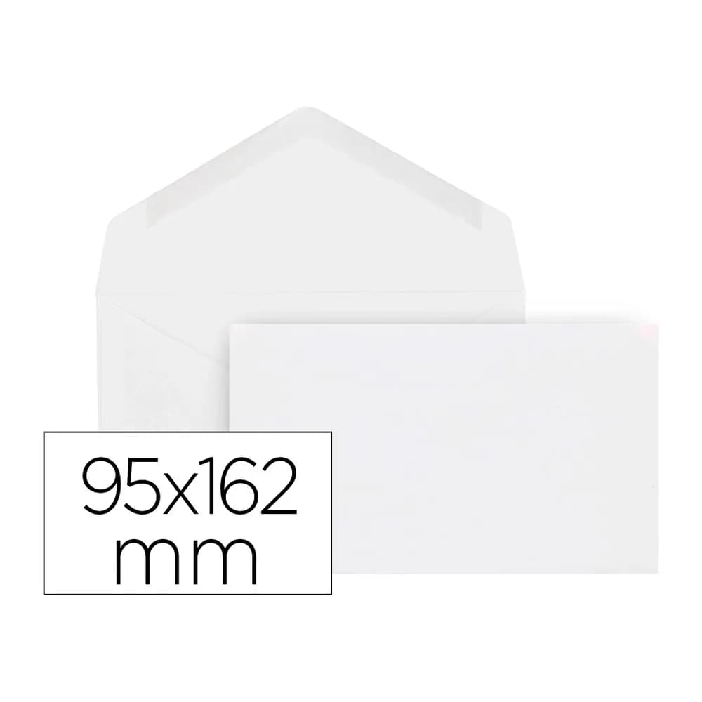 Liderpapel Sobre liderpapel blanco con fondo 95x162 mm engomado solapa de pico caja de 500 unidades