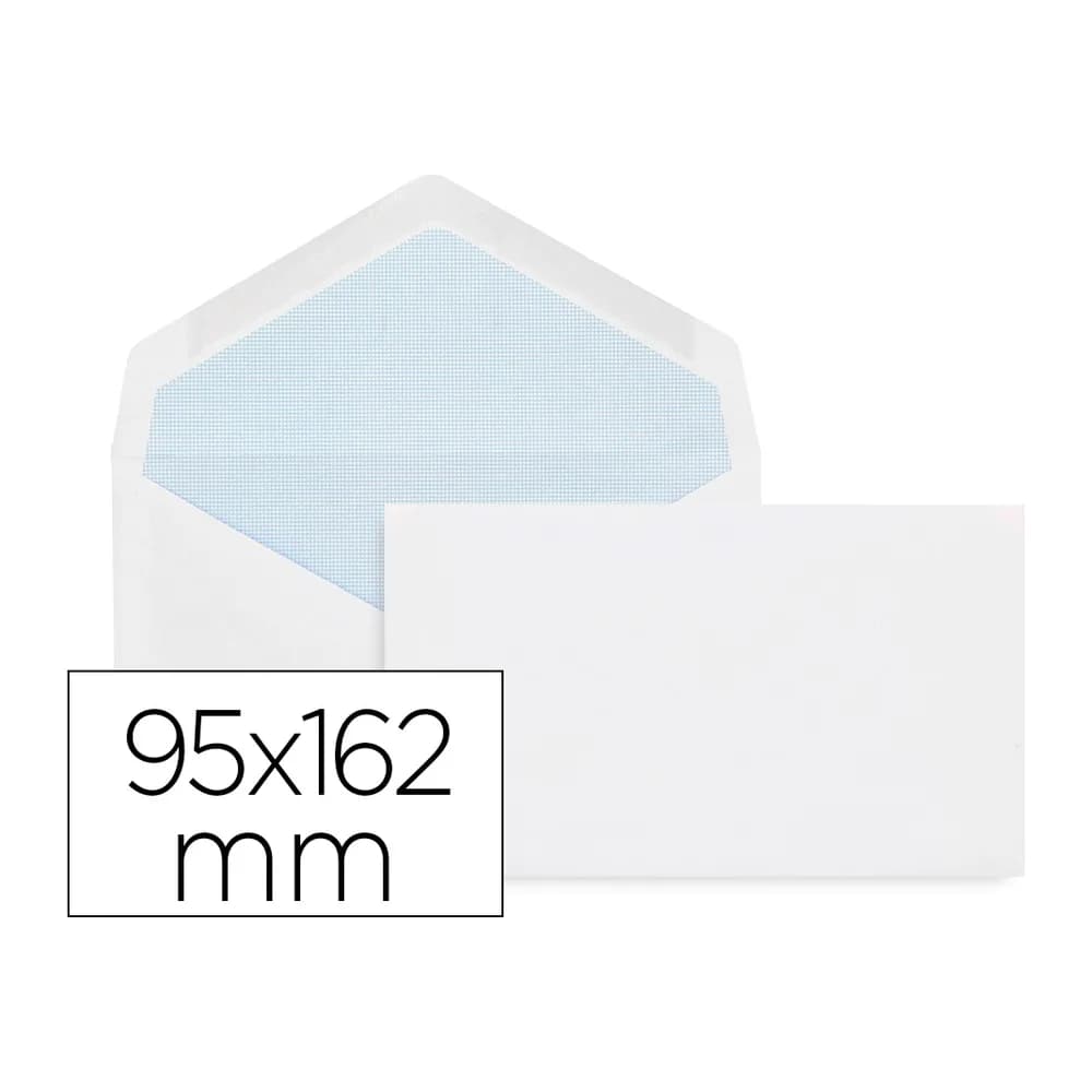Liderpapel Sobre liderpapel blanco con fondo 95x162 mm engomado solapa de pico paquete de 25 unidades