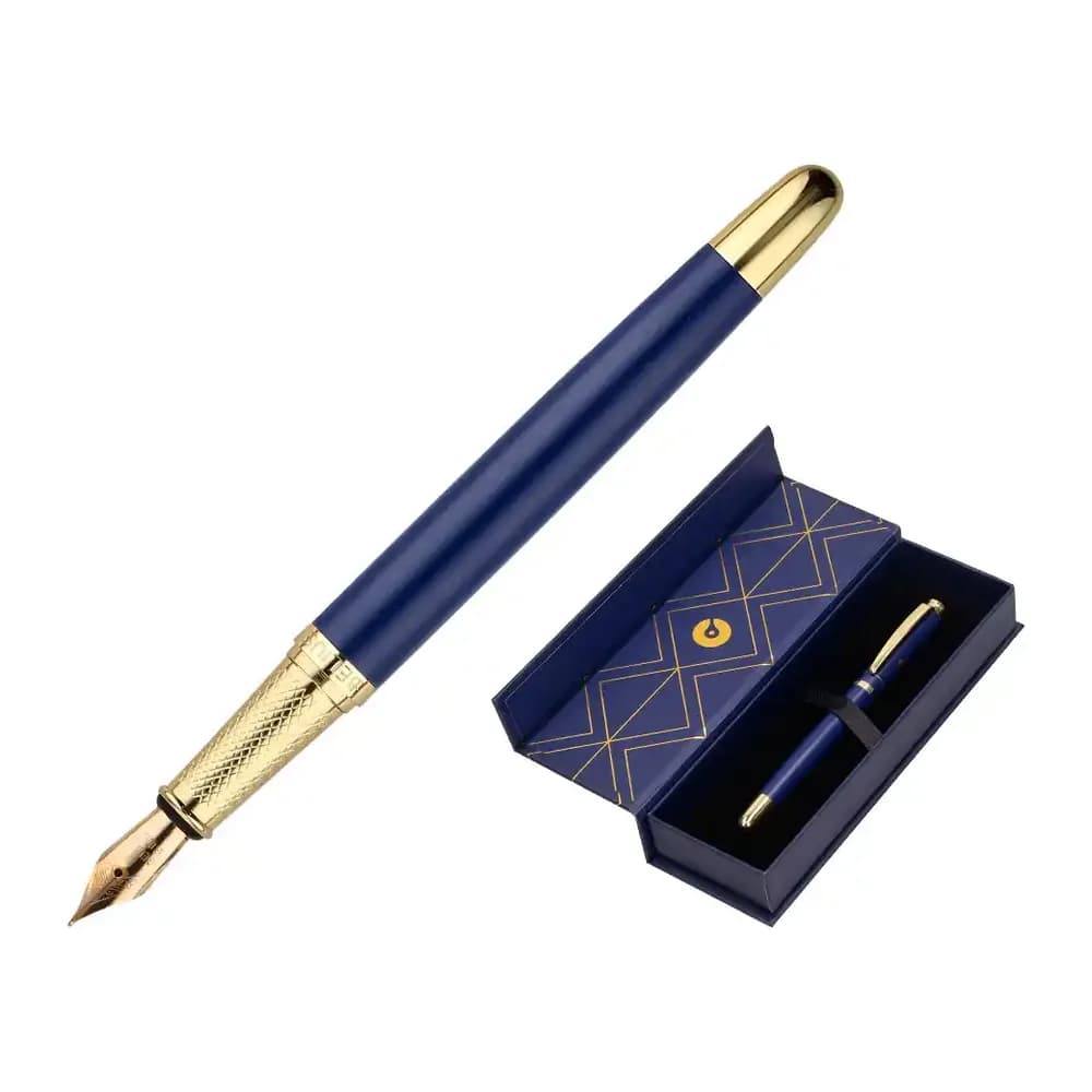 Belius Pluma belius soiree aluminio color art deco azul marino y dorado tinta azul caja de diseño
