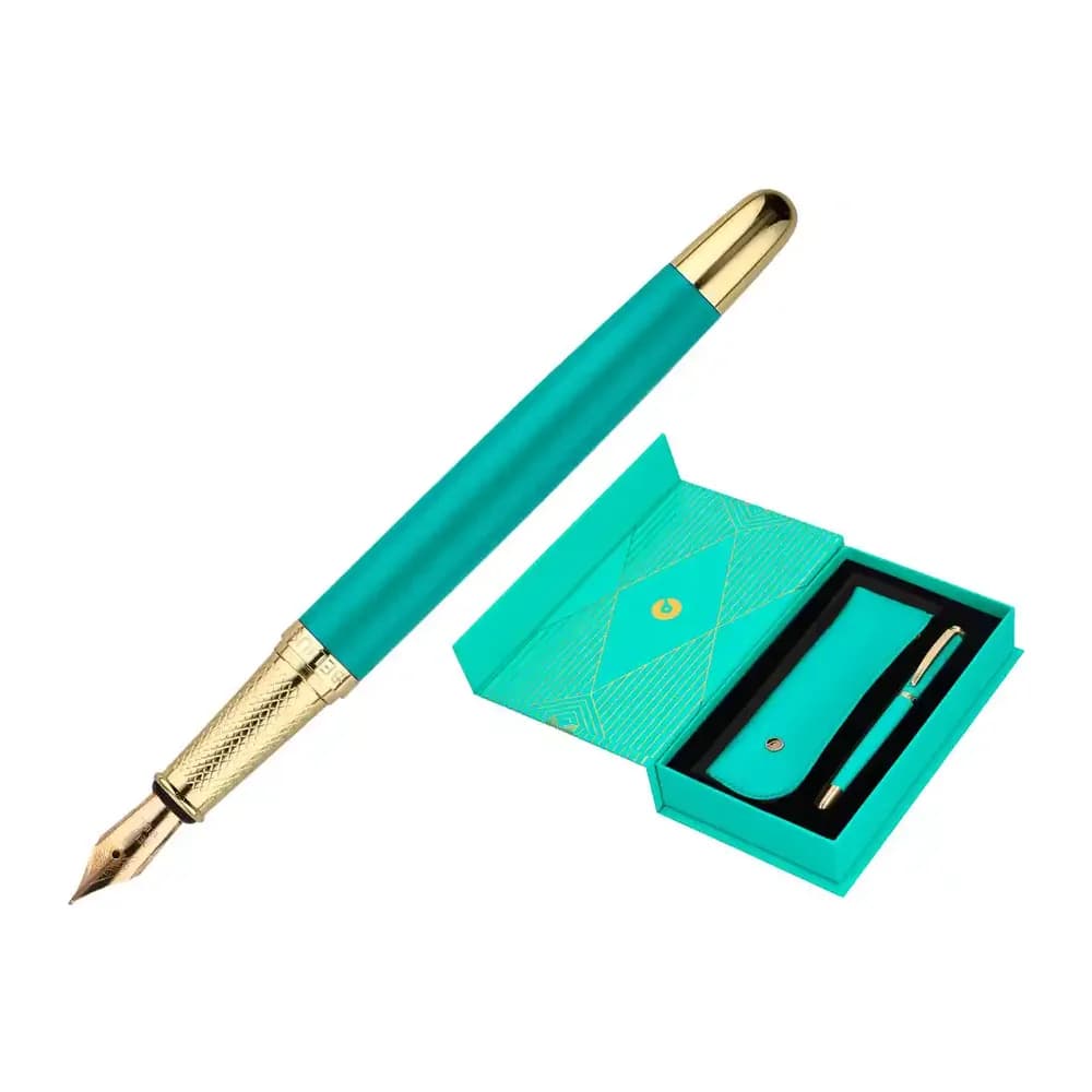 Belius Pluma y estuche belius soiree color art deco turquesa dorado tinta azul caja de diseño