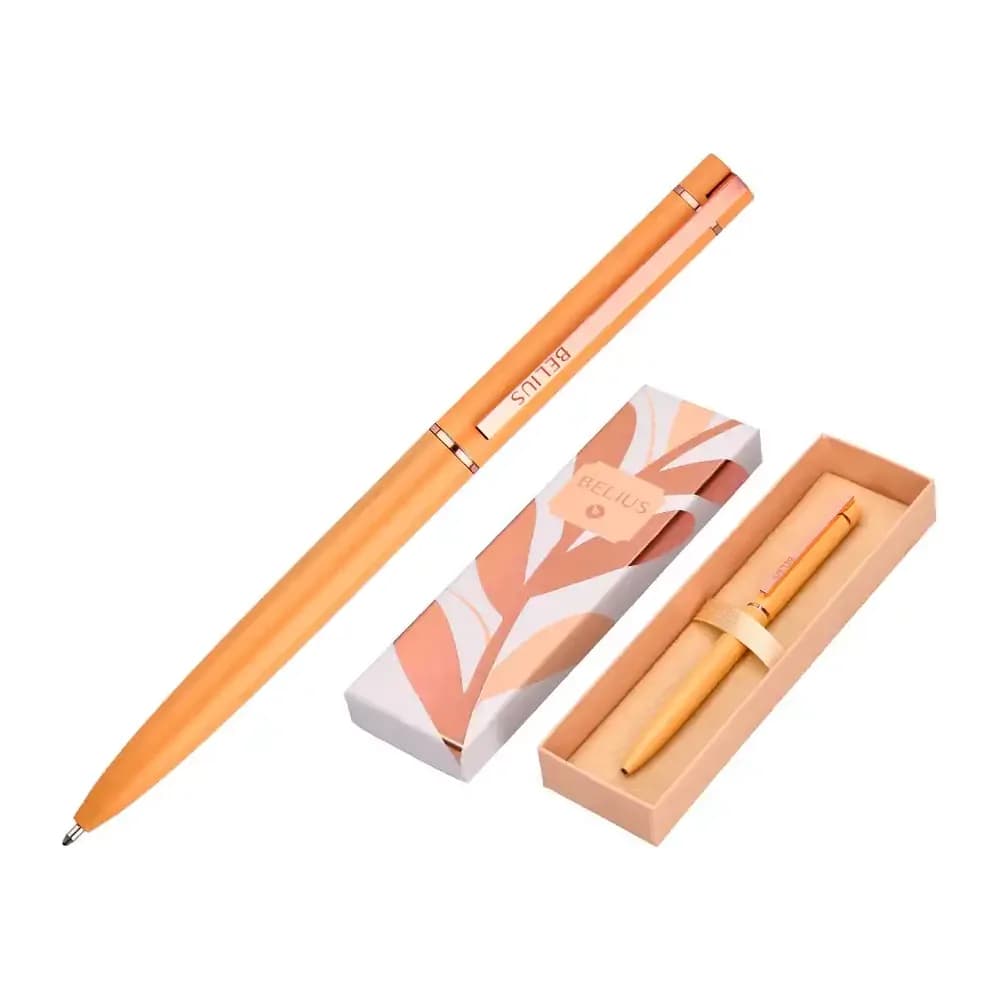 Belius Boligrafo belius rose aluminio color naranja/oro rosa tinta azul caja de diseño