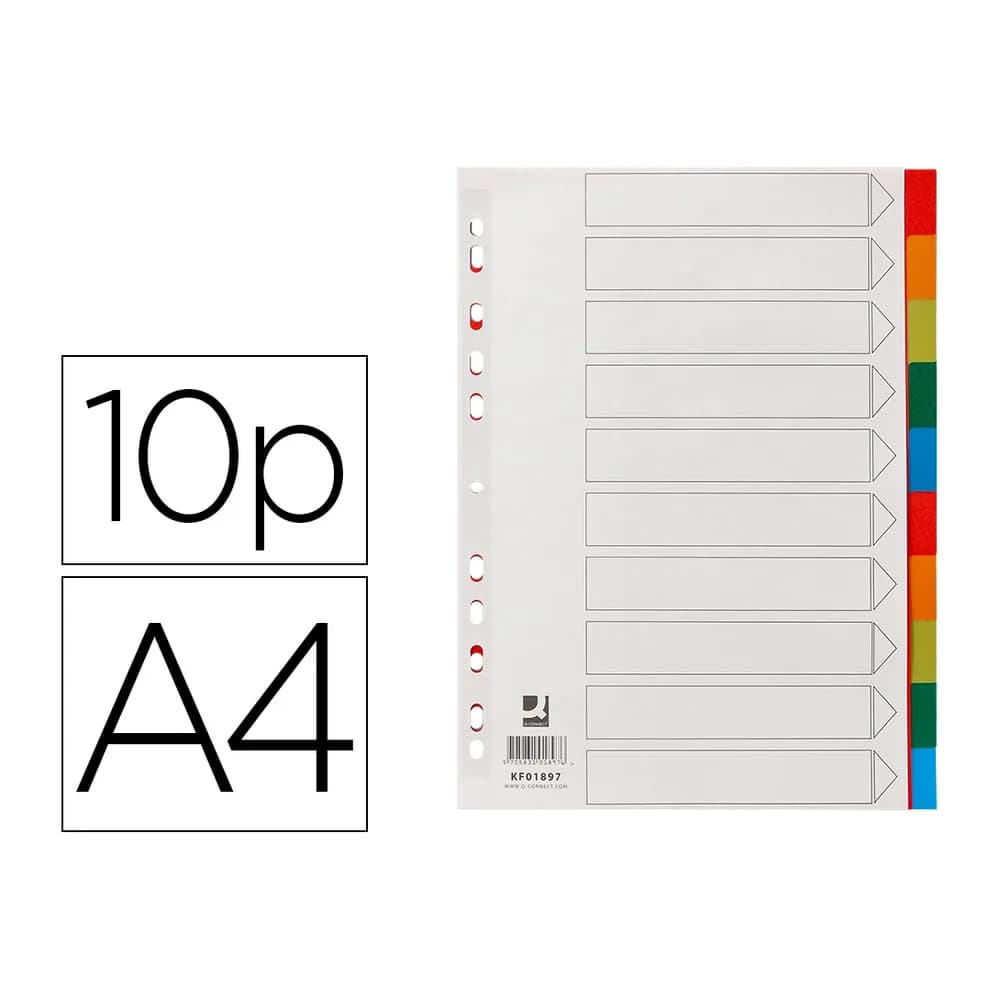 Q-connect Separador q-connect plastico juego de 10 separadores din a4 multitaladro