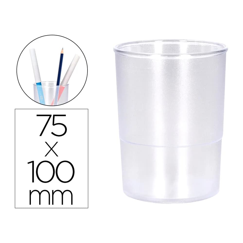 Q-connect Cubilete portalapices q-connect transparente plastico diametro 75 mm alto 100 mm