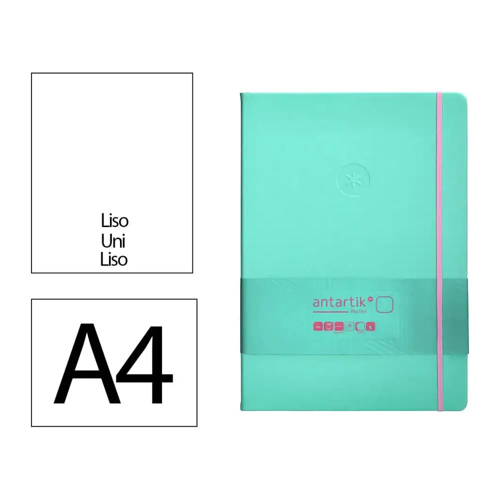 Antartik Cuaderno con gomilla antartik notes tapa dura a4 hojas lisas rosa y 100 hojas 80 gr fsc