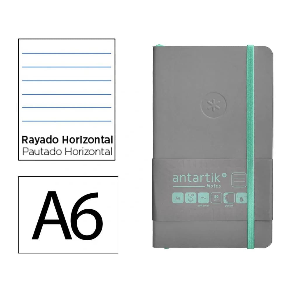 Antartik Cuaderno con gomilla antartik notes tapa blanda a6 rayas y 100 hojas 80 gr fsc