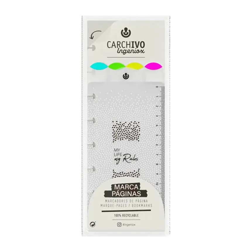 Carchivo Marcapaginas carchivo ingeniox polipropileno transparente/neon 4 posiciones