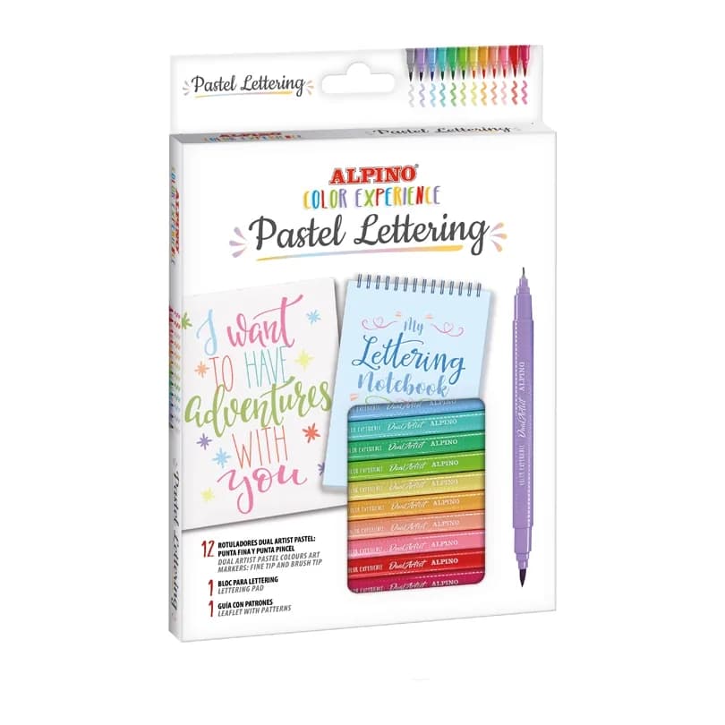 Alpino Rotulador alpino pastel lettering doble punta estuche de 12 unidades colores surtidos