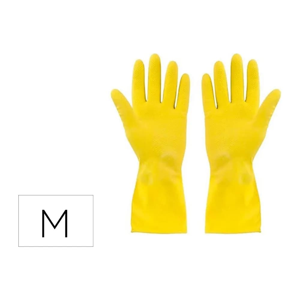Blanca Guantes de latex satinados con relieve anti deslizante sin polvo par talla mediana