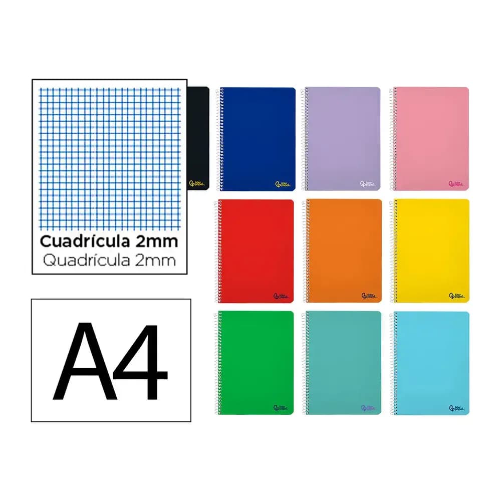 Liderpapel Cuaderno espiral liderpapel a4 smart tapa blanda 80h 75gr milimetrado 2mm colores surtidos