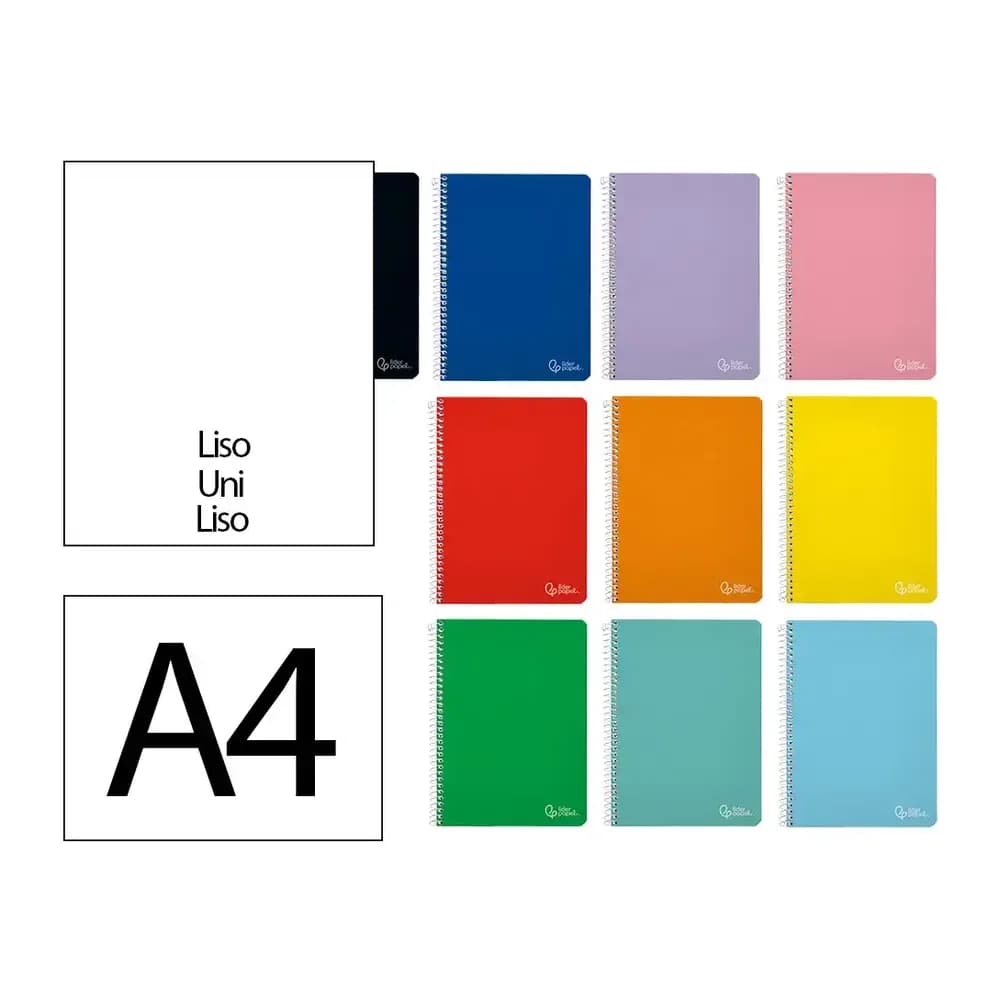 Liderpapel Cuaderno espiral liderpapel a4 witty tapa dura 80h 90gr liso sin margen colores surtidos