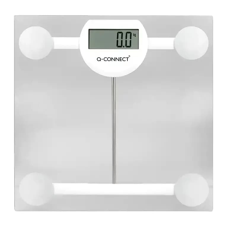 Q-connect Bascula baño q-connect digital con pantalla lcd precision 100 gr capacidad de 5 kg a 180 kg 300x300x22mm