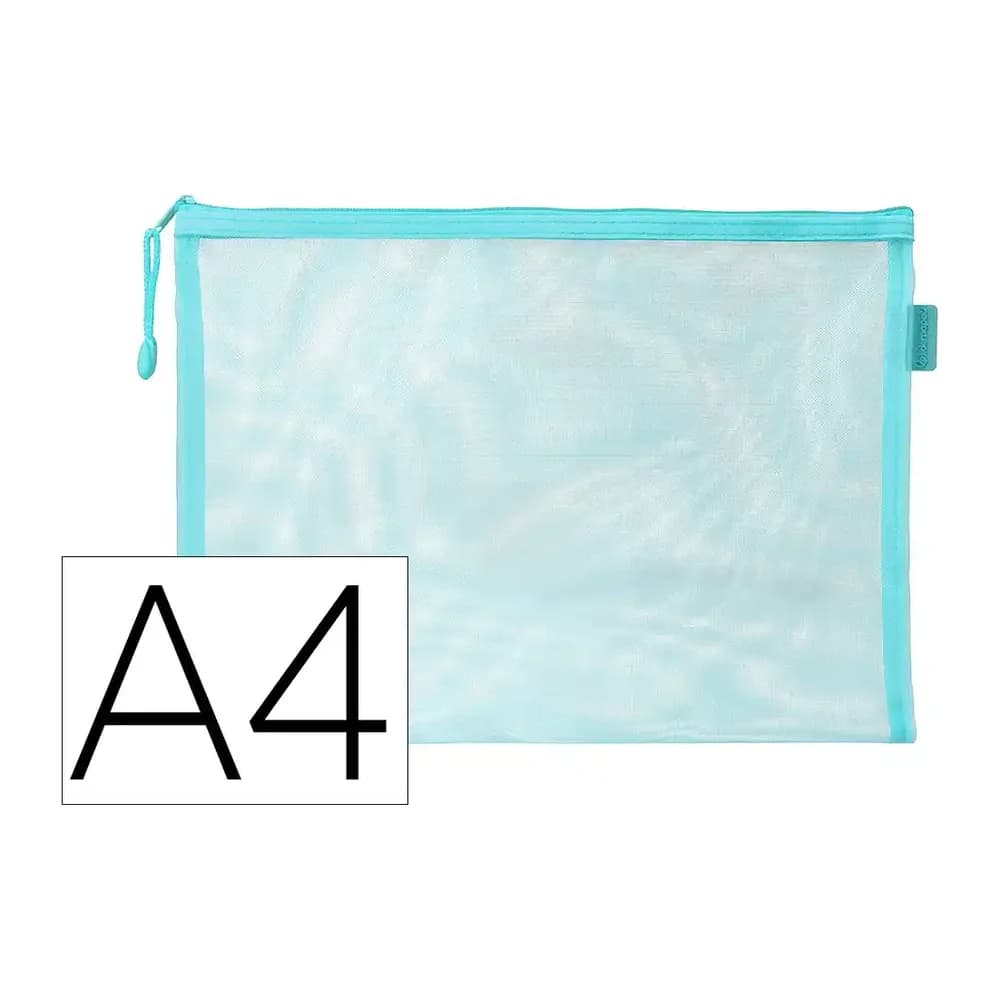 Liderpapel Bolsa zipper bag liderpapel poliester transpirable multiusos din a4 azul pastel