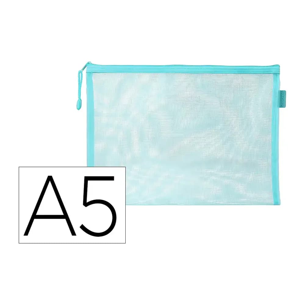 Liderpapel Bolsa zipper bag liderpapel poliester transpirable multiusos din a5 azul pastel