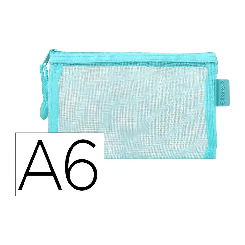 Liderpapel Bolsa zipper bag liderpapel poliester transpirable multiusos din a6 azul pastel
