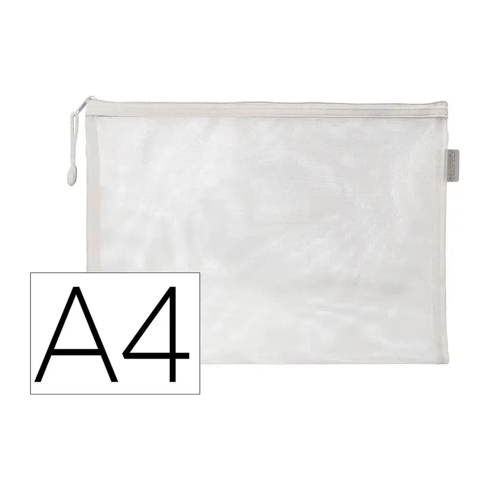 Liderpapel Bolsa zipper bag liderpapel poliester transpirable multiusos din a4 blanco