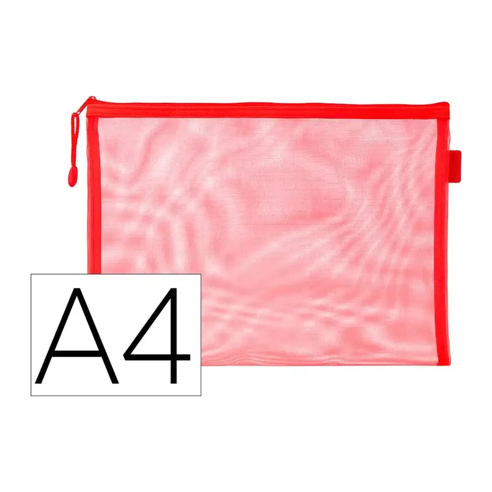 Liderpapel Bolsa zipper bag liderpapel poliester transpirable multiusos din a4 rojo