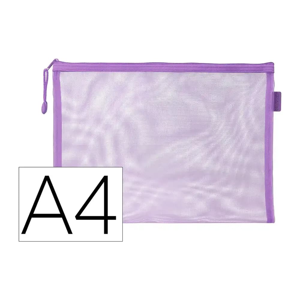 Liderpapel Bolsa zipper bag liderpapel poliester transpirable multiusos din a4 morado pastel