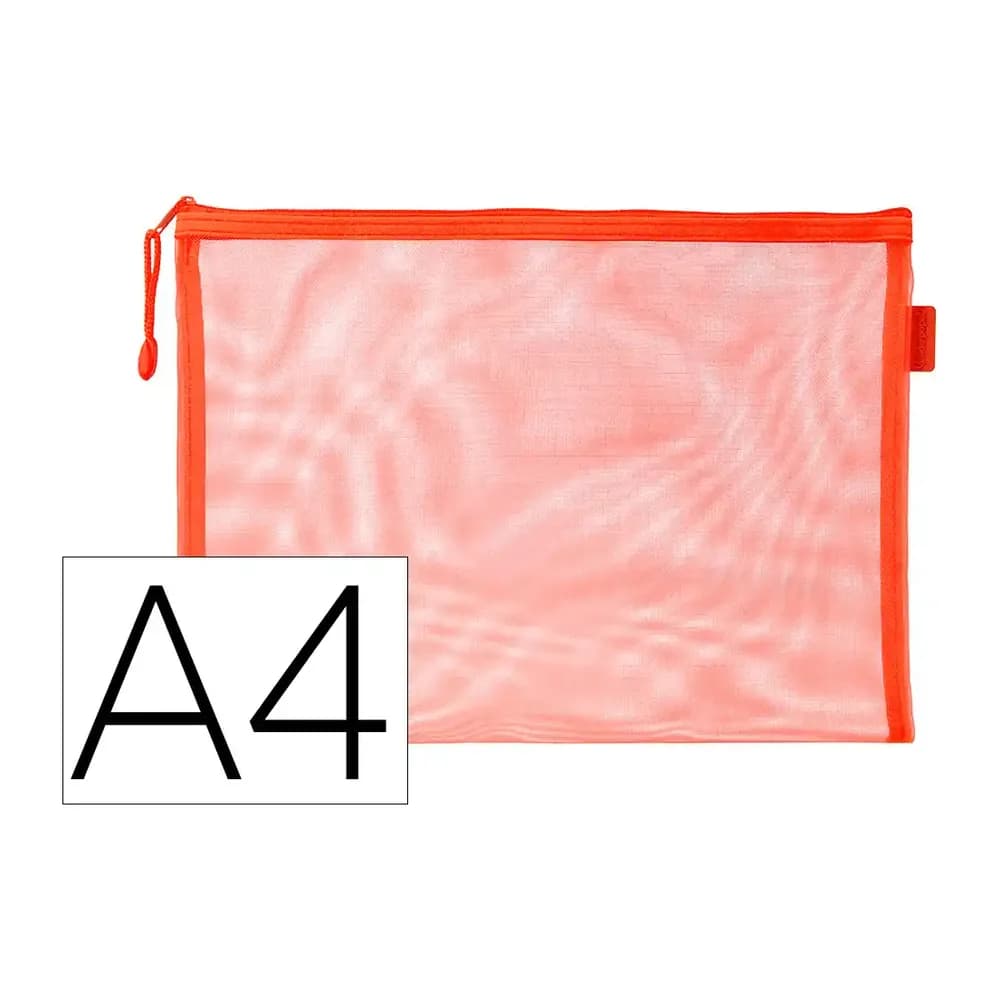 Liderpapel Bolsa zipper bag liderpapel poliester transpirable multiusos din a4 naranja