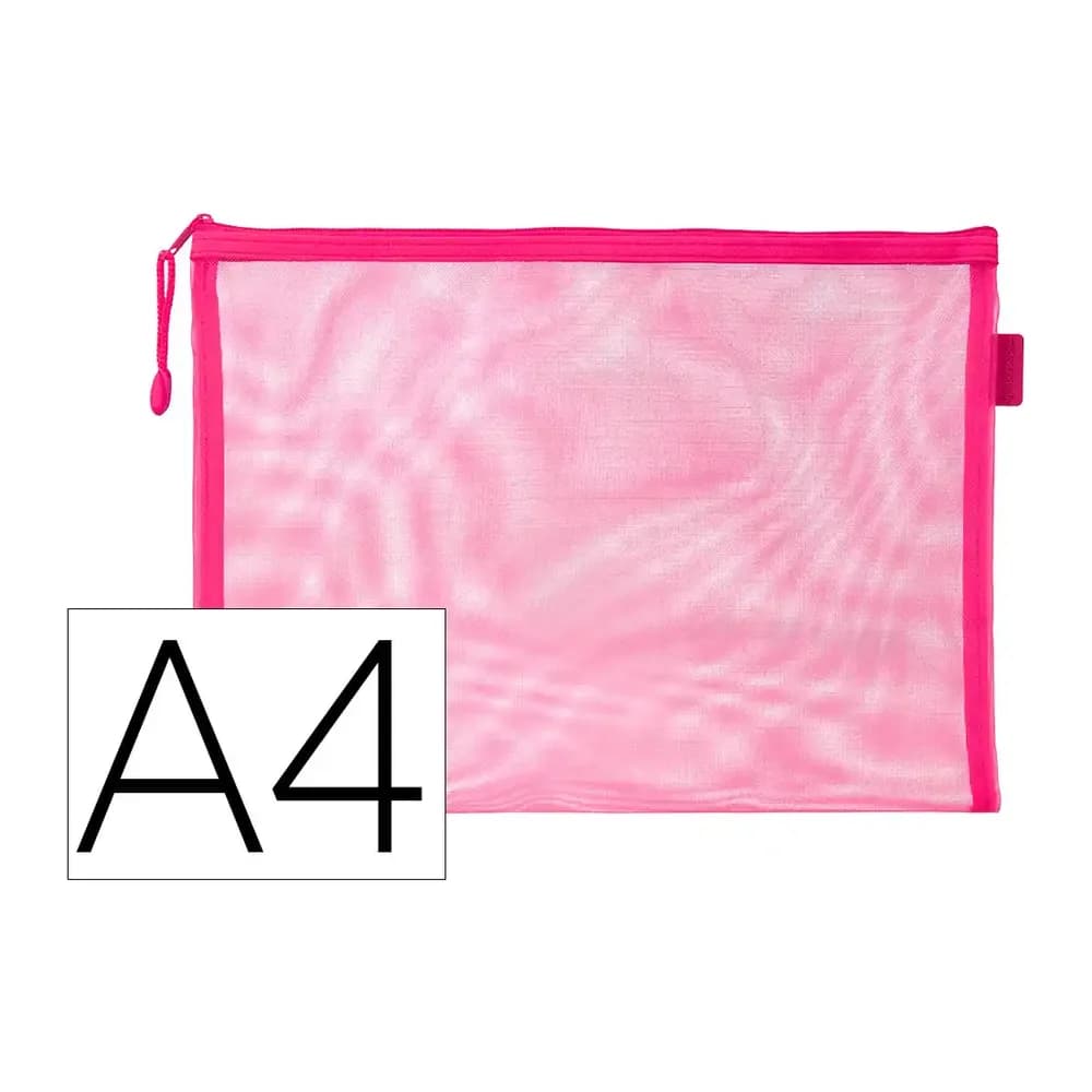 Liderpapel Bolsa zipper bag liderpapel poliester transpirable multiusos din a4 rosa