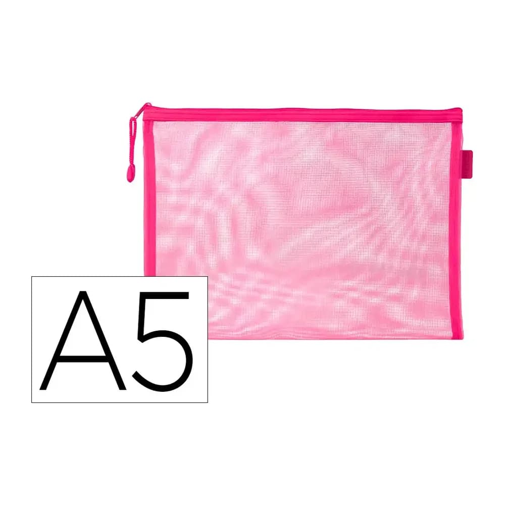 Liderpapel Bolsa zipper bag liderpapel poliester transpirable multiusos din a5 rosa