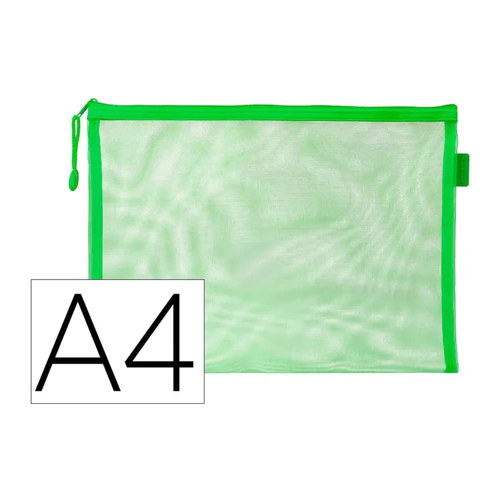 Liderpapel Bolsa zipper bag liderpapel poliester transpirable multiusos din a4 verde pastel