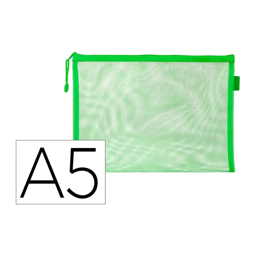 Liderpapel Bolsa zipper bag liderpapel poliester transpirable multiusos din a5 verde pastel