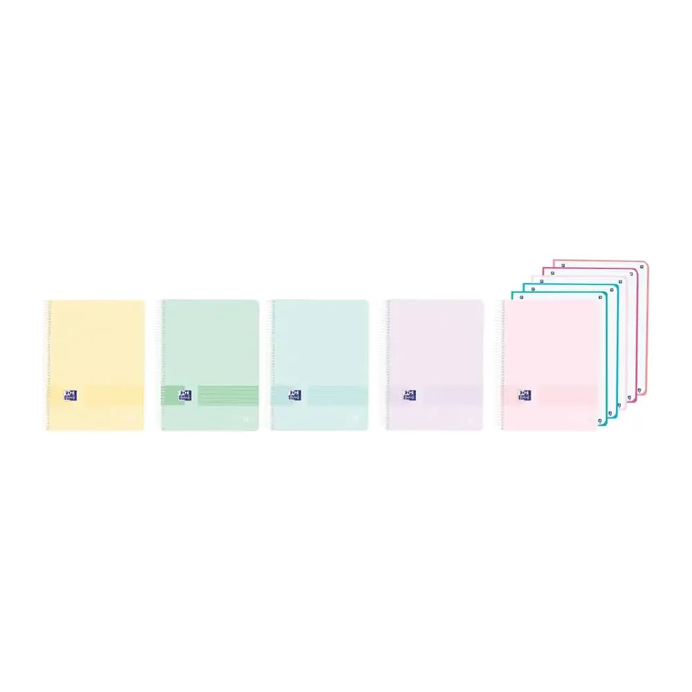 Oxford Cuaderno espiral oxford europeanbook 5 live&go tapa plastico din a4+ 120 hojas cuadro 5 mm colores pastel