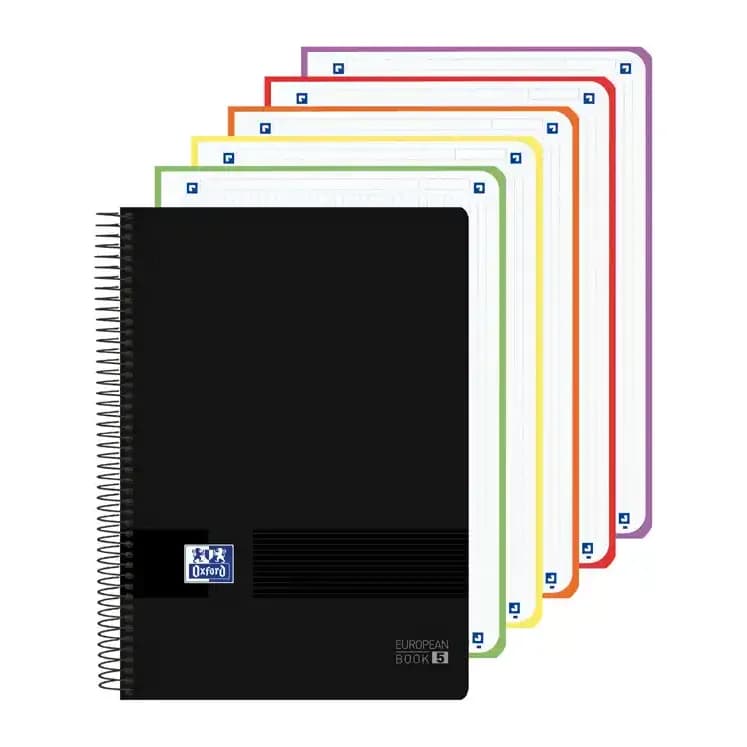 Oxford Cuaderno espiral oxford europeanbook 5 tapa plastico din a4+ 120 hojas cuadro 5 mm color negro