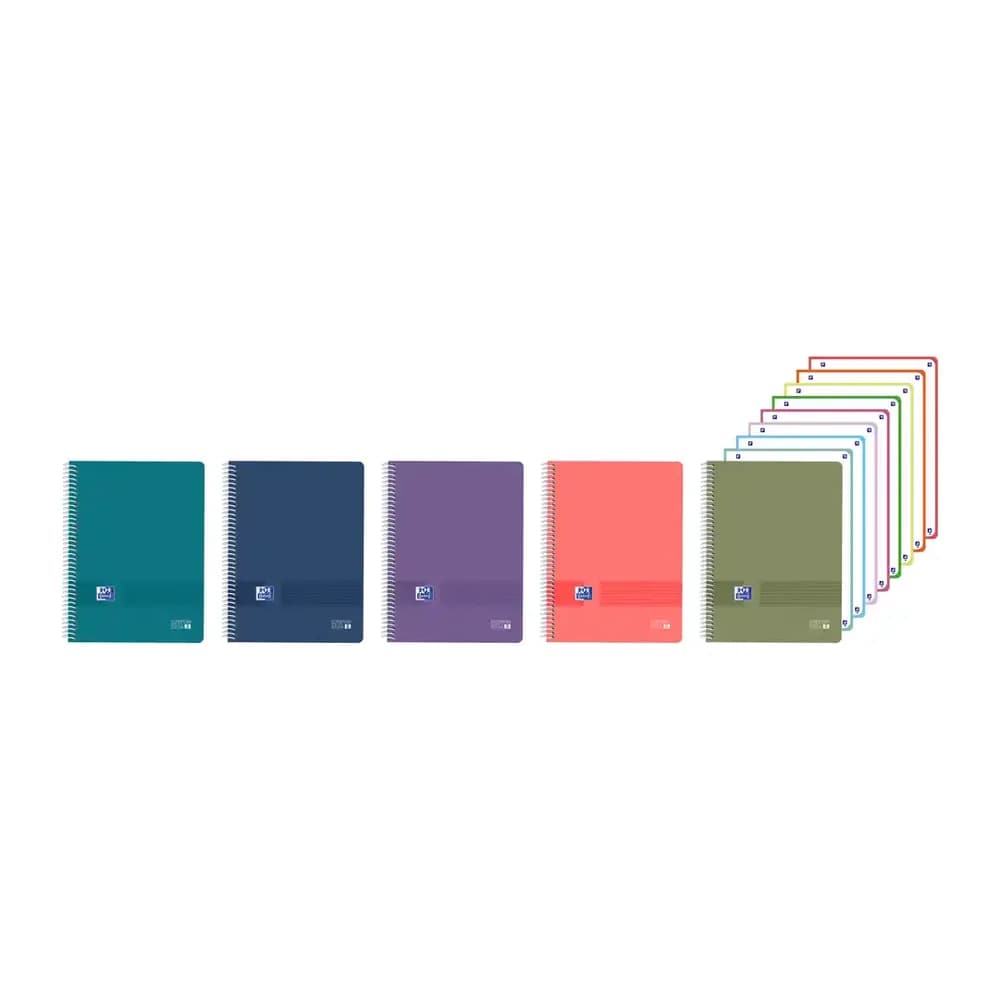 Oxford Cuaderno espiral oxford europeanbook 8 live&go tapa plastico din a4+ 160 hojas cuadro 5 mm colores surtidos