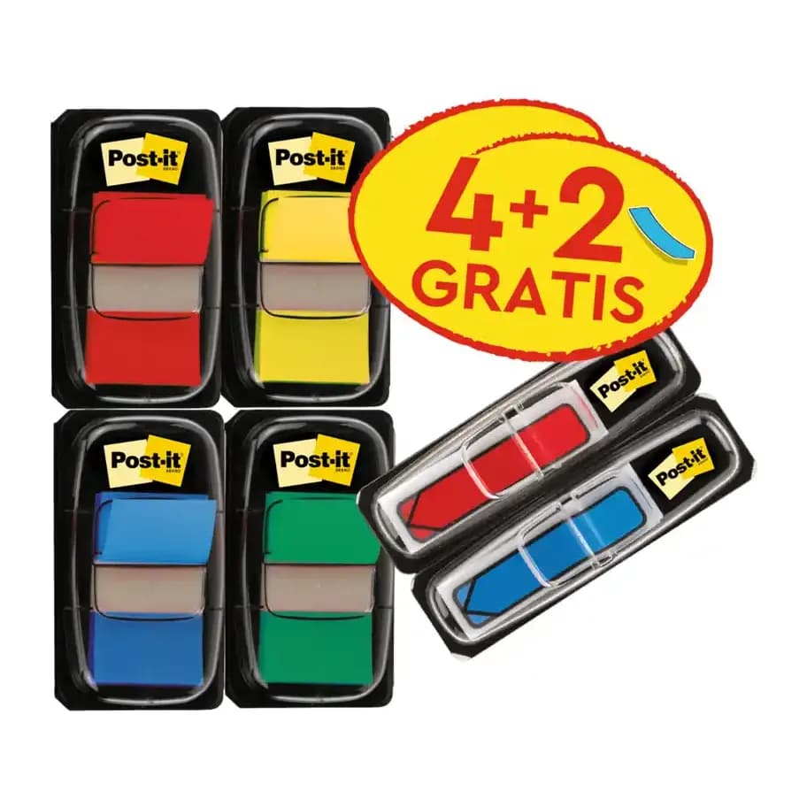 Post-it Banderitas separadoras post-it 680 dispensador 50 hojas 4 colores surtidos + 2 dispensadores 684 flecha 2