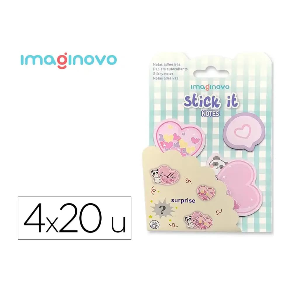 Imaginovo Bloc notas adhesivas imaginovo surprise pegatina sorpresa 20 hojas tamaños surtidos azul