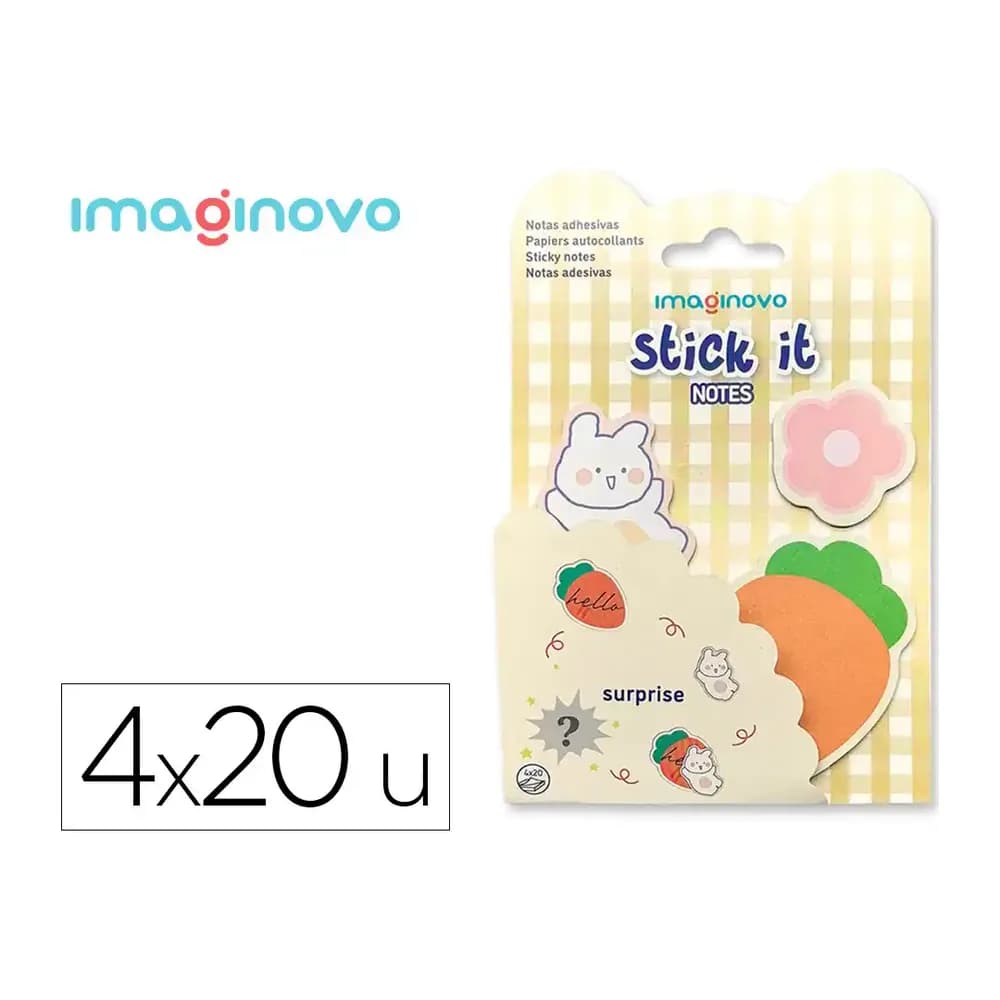 Imaginovo Bloc notas adhesivas imaginovo surprise pegatina sorpresa 20 hojas tamaños surtidos naranja