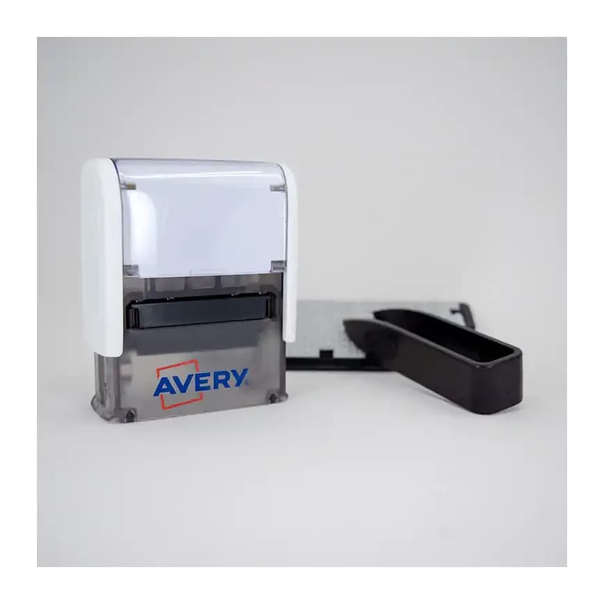 Avery Sello avery especial tejidos personalizable 3 lineas 288 caracteres con pinza y tira termoadhesiva lavable negro
