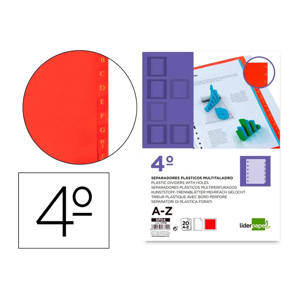Liderpapel Separador liderpapel plastico alfabetico a-z cuarto