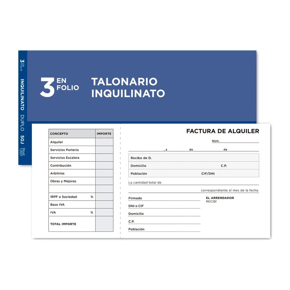 Liderpapel Talonario liderpapel inquilinato 3/fº original y copia t207 con codiciones e i.v.a.