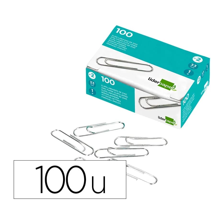 Liderpapel Clips liderpapel nº3 labiados 43 mm caja de 100 unidades