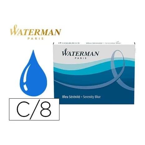Waterman Tinta estilografica waterman serenity blue caja de 8 cartuchos standard largos