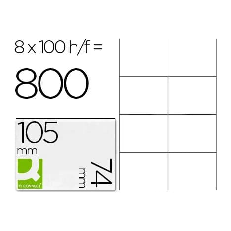 Q-connect Etiqueta adhesiva q-connect kf10659 tamaño 105x74 mm fotocopiadora laser ink-jet caja con 100 hojas din a4