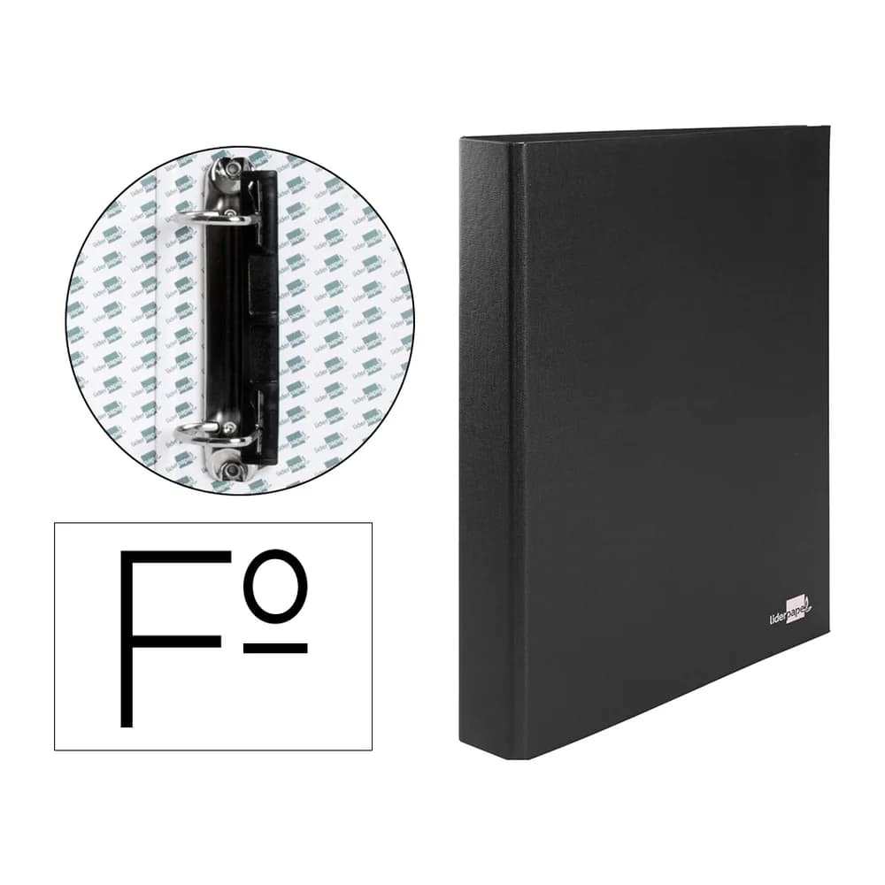 Liderpapel Carpeta de 2 anillas 25mm mixtas liderpapel folio cartonforrado paper coat plastico negra