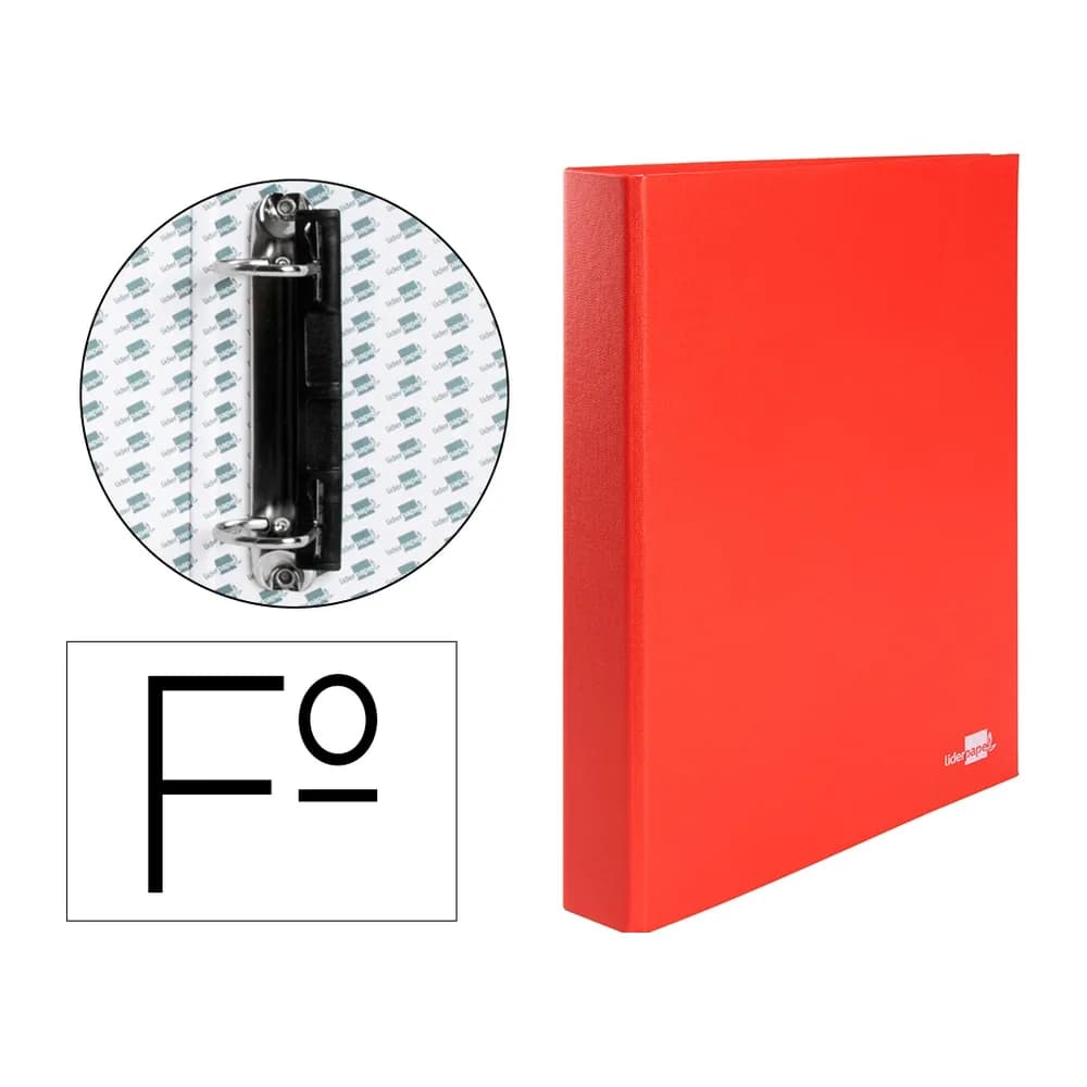 Liderpapel Carpeta de 2 anillas 25mm mixtas liderpapel folio carton forrado paper coat compresor plastico roja