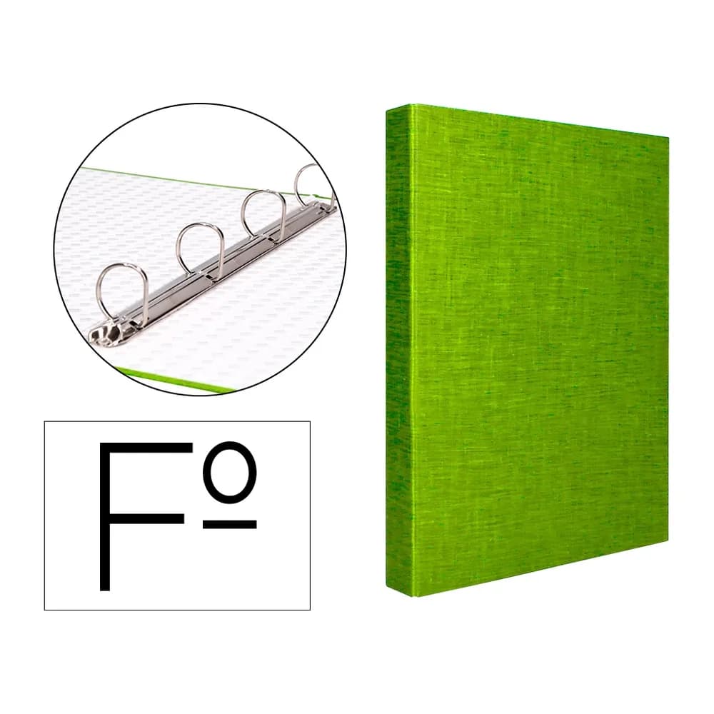 Liderpapel Carpeta de 4 anillas 25mm mixtas liderpapel folio cartonforrado paper coat verde frosty