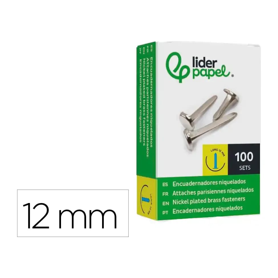 Liderpapel Encuadernadores liderpapel niquelados n.0 12 mm caja de 100 unidades